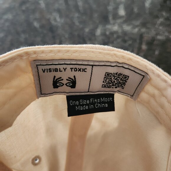 Live Laugh Liver Damage Hat Visibly Toxic Off White Dark Green - Picture 5 of 6